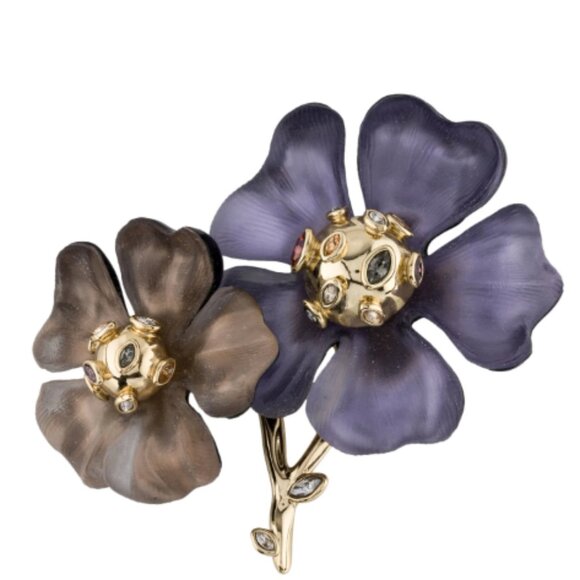 Alexis BittarLucite & Crystal Sputnik Double Flower Brooch